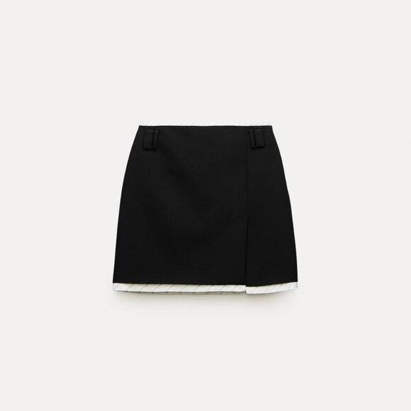 BNWT ZARA MIXED MINI SKIRT ZW COLLECTION HIGH WAISTED BLACK MEDIUM - Picture 5 of 10